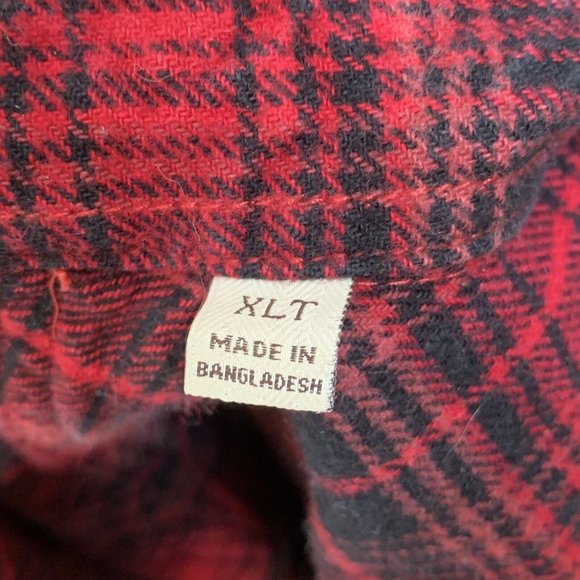 Jachs Men's XLT Red & Black Plaid Heavy Cotton Flannel Shirt Shacket 32” length - Picture 5 of 8